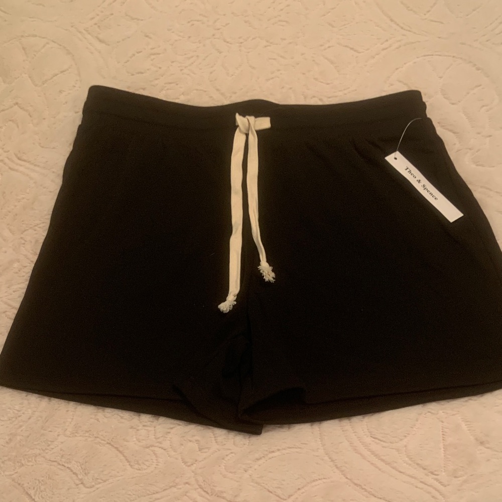 Women's Black Athletic Shorts with White Drawstring